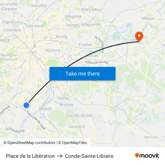 Place de la Libération to Conde-Sainte-Libiaire map