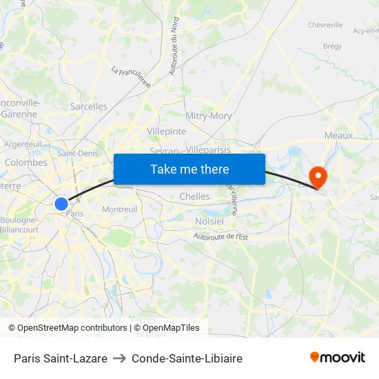 Paris Saint-Lazare to Conde-Sainte-Libiaire map