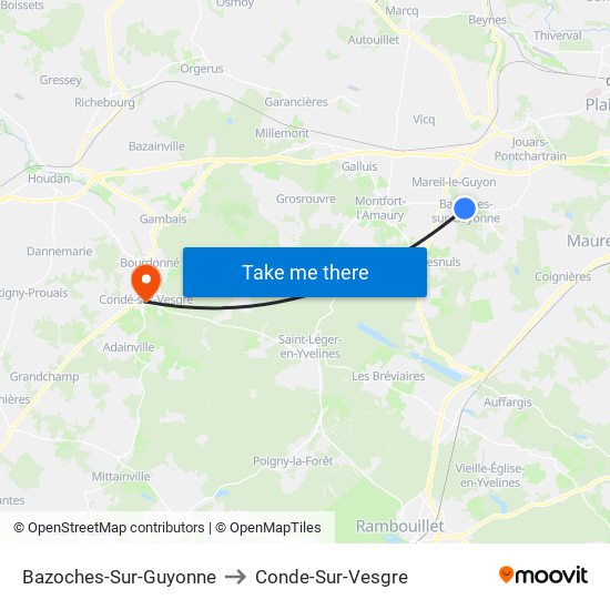 Bazoches-Sur-Guyonne to Conde-Sur-Vesgre map