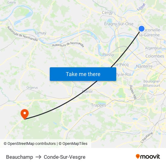 Beauchamp to Conde-Sur-Vesgre map