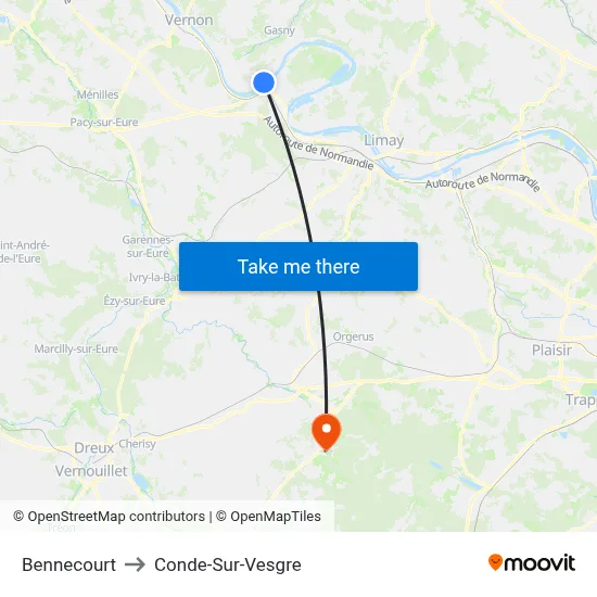 Bennecourt to Conde-Sur-Vesgre map