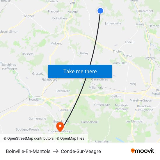 Boinville-En-Mantois to Conde-Sur-Vesgre map
