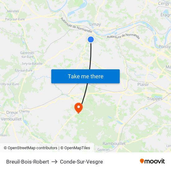 Breuil-Bois-Robert to Conde-Sur-Vesgre map