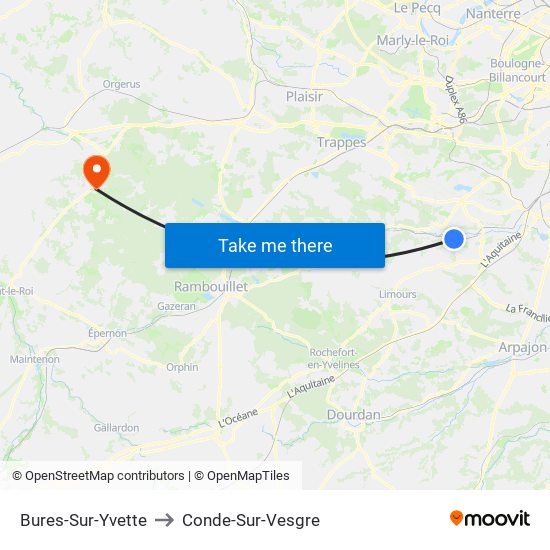 Bures-Sur-Yvette to Conde-Sur-Vesgre map