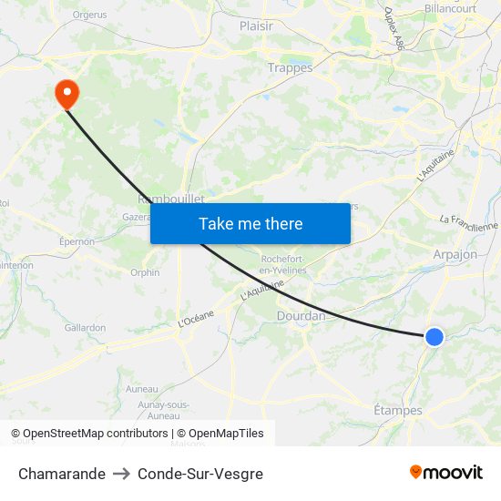 Chamarande to Conde-Sur-Vesgre map