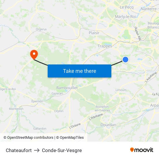 Chateaufort to Conde-Sur-Vesgre map