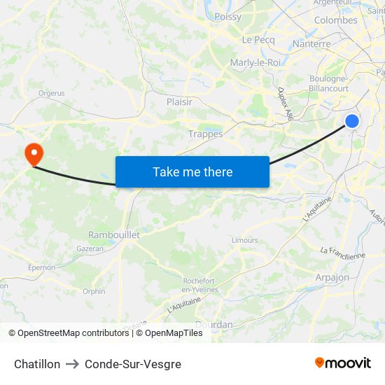 Chatillon to Conde-Sur-Vesgre map