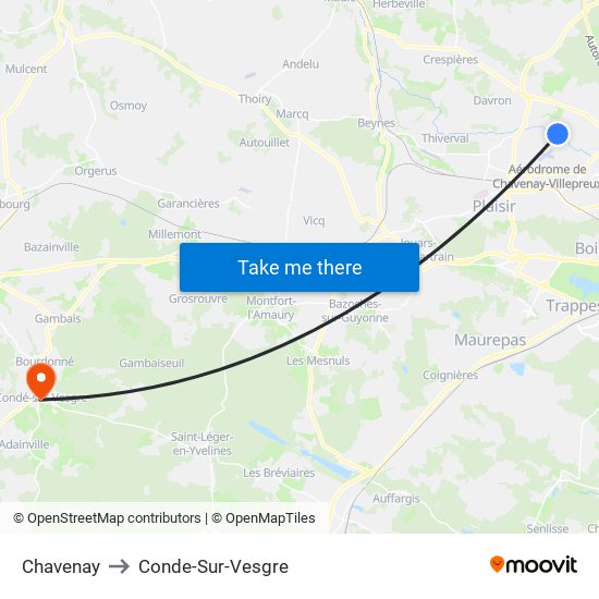 Chavenay to Conde-Sur-Vesgre map