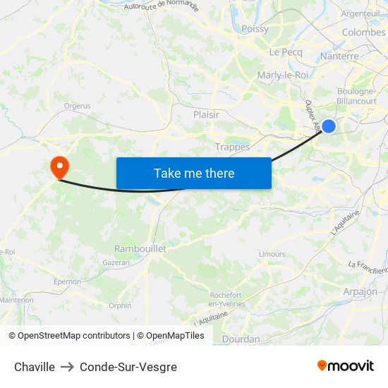 Chaville to Conde-Sur-Vesgre map