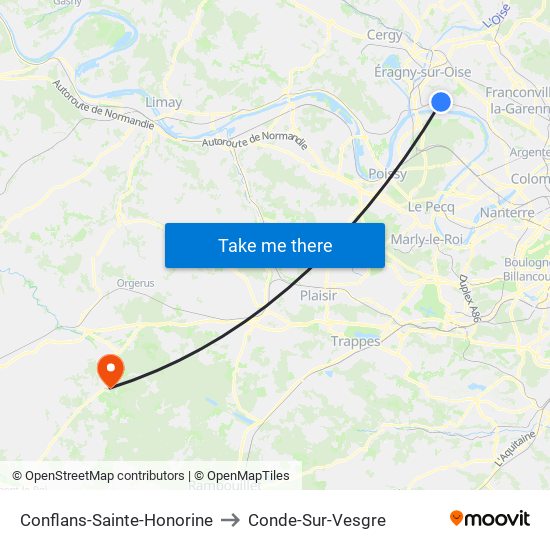 Conflans-Sainte-Honorine to Conde-Sur-Vesgre map
