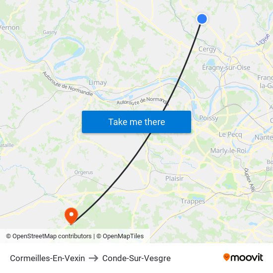 Cormeilles-En-Vexin to Conde-Sur-Vesgre map