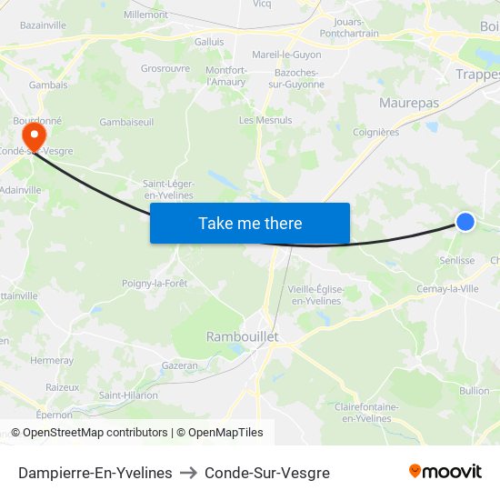 Dampierre-En-Yvelines to Conde-Sur-Vesgre map