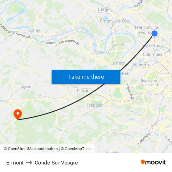Ermont to Conde-Sur-Vesgre map