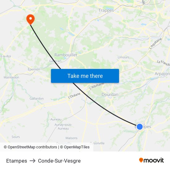 Etampes to Conde-Sur-Vesgre map
