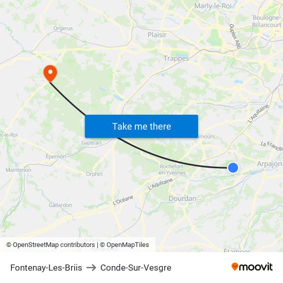 Fontenay-Les-Briis to Conde-Sur-Vesgre map