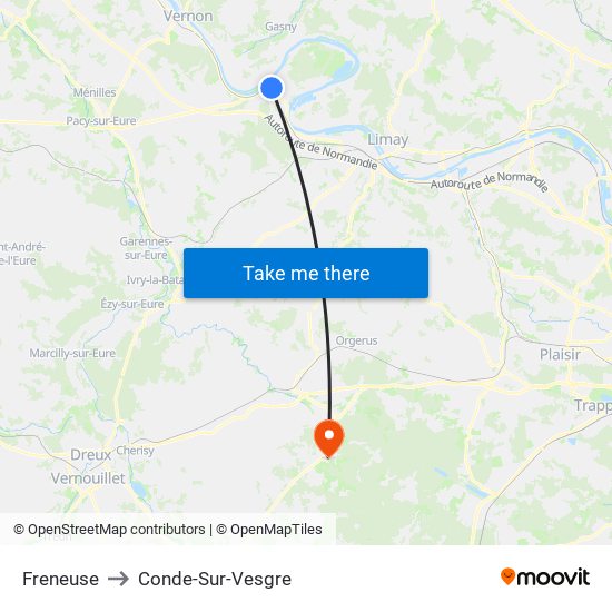 Freneuse to Conde-Sur-Vesgre map
