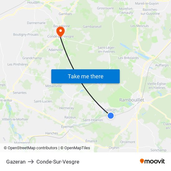 Gazeran to Conde-Sur-Vesgre map