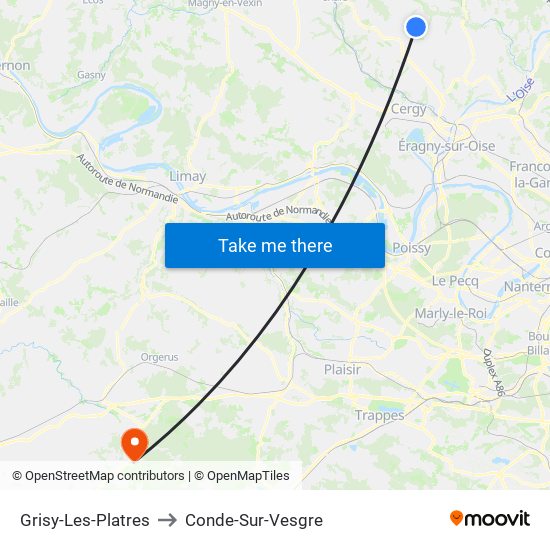 Grisy-Les-Platres to Conde-Sur-Vesgre map