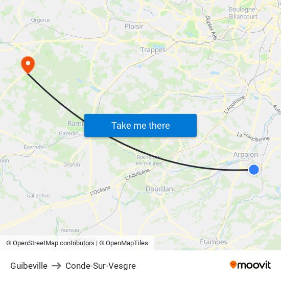 Guibeville to Conde-Sur-Vesgre map