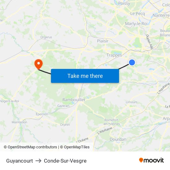 Guyancourt to Conde-Sur-Vesgre map