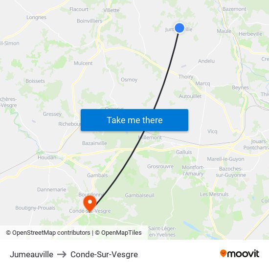 Jumeauville to Conde-Sur-Vesgre map