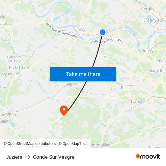 Juziers to Conde-Sur-Vesgre map