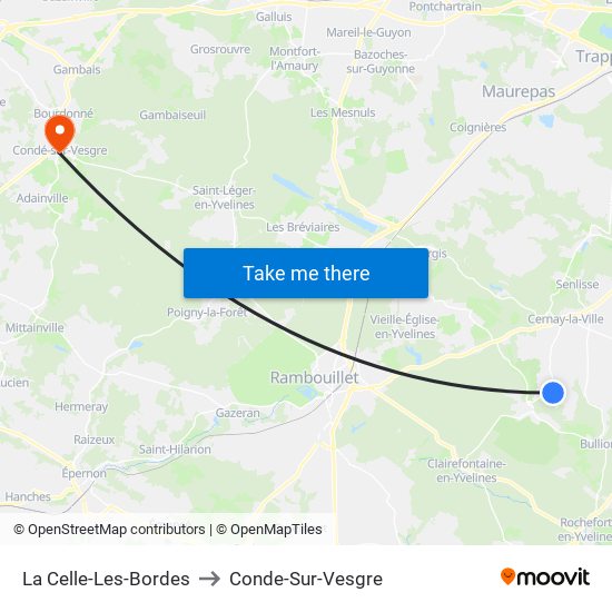 La Celle-Les-Bordes to Conde-Sur-Vesgre map