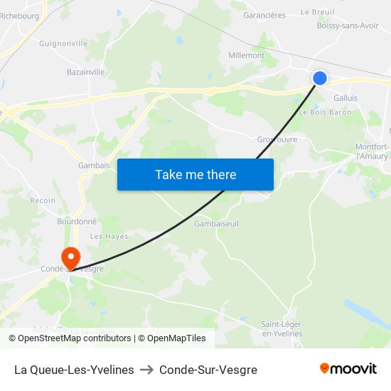 La Queue-Les-Yvelines to Conde-Sur-Vesgre map