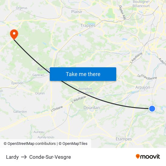 Lardy to Conde-Sur-Vesgre map