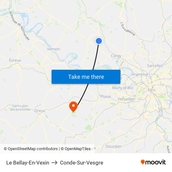 Le Bellay-En-Vexin to Conde-Sur-Vesgre map