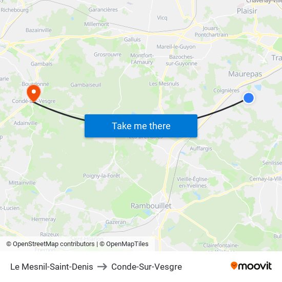 Le Mesnil-Saint-Denis to Conde-Sur-Vesgre map