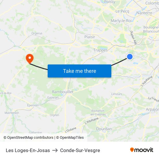 Les Loges-En-Josas to Conde-Sur-Vesgre map