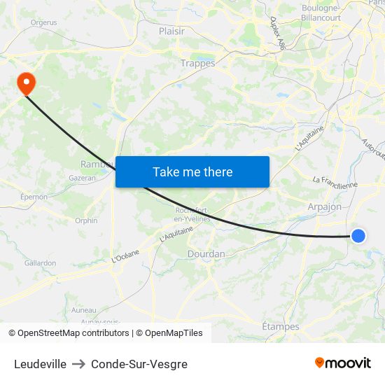 Leudeville to Conde-Sur-Vesgre map