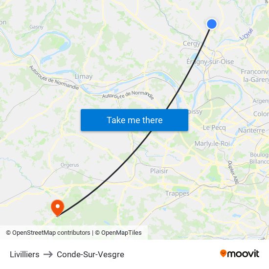 Livilliers to Conde-Sur-Vesgre map