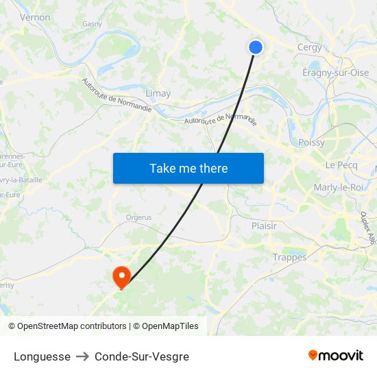 Longuesse to Conde-Sur-Vesgre map