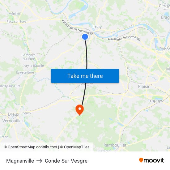 Magnanville to Conde-Sur-Vesgre map