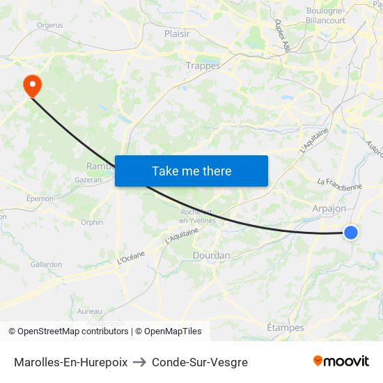 Marolles-En-Hurepoix to Conde-Sur-Vesgre map