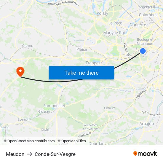 Meudon to Conde-Sur-Vesgre map