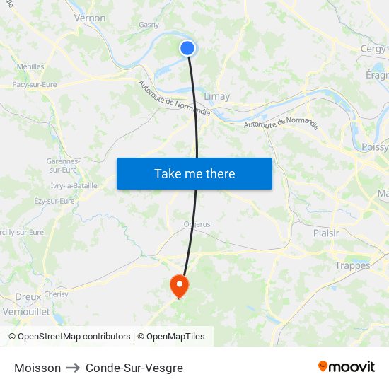 Moisson to Conde-Sur-Vesgre map