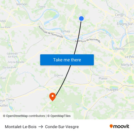 Montalet-Le-Bois to Conde-Sur-Vesgre map