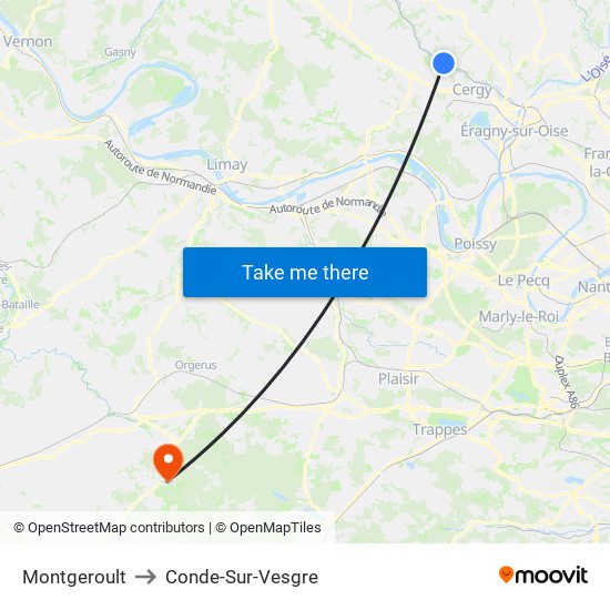 Montgeroult to Conde-Sur-Vesgre map
