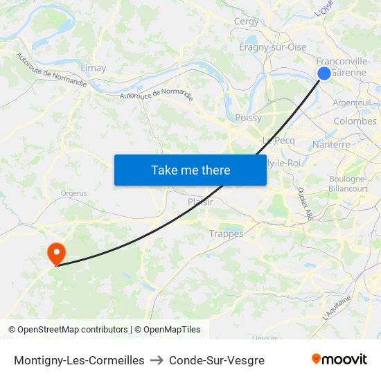 Montigny-Les-Cormeilles to Conde-Sur-Vesgre map