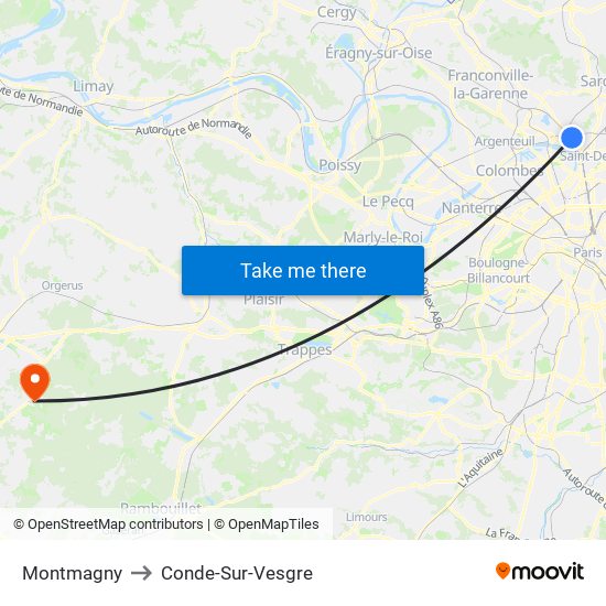 Montmagny to Conde-Sur-Vesgre map