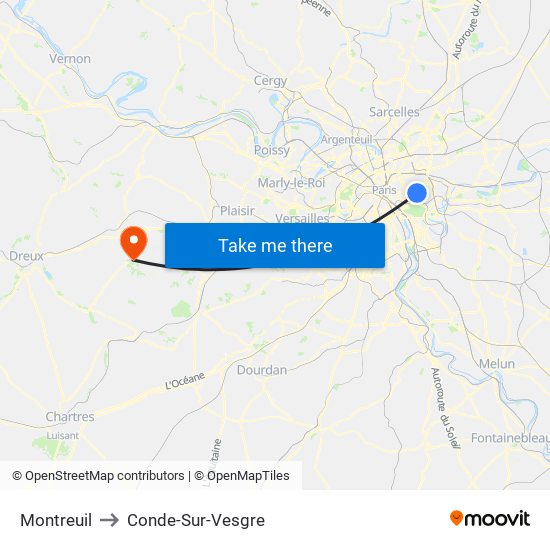 Montreuil to Conde-Sur-Vesgre map