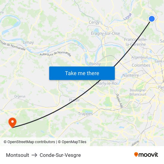 Montsoult to Conde-Sur-Vesgre map
