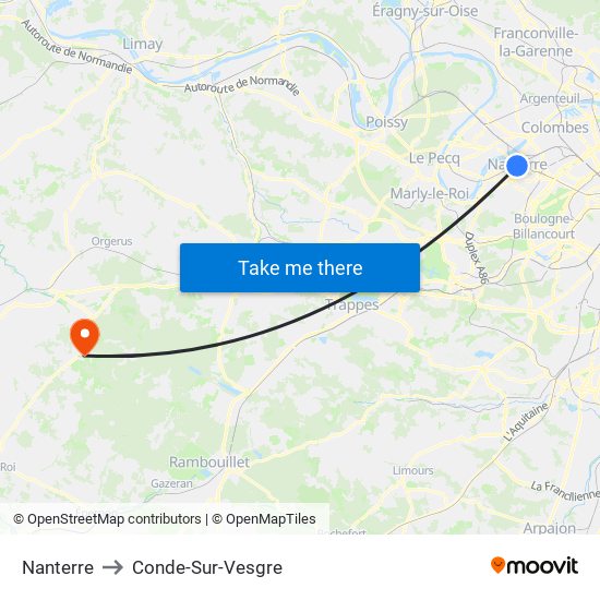 Nanterre to Conde-Sur-Vesgre map