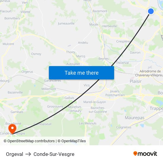 Orgeval to Conde-Sur-Vesgre map