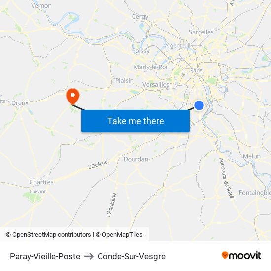 Paray-Vieille-Poste to Conde-Sur-Vesgre map