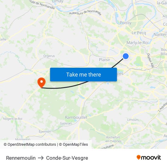 Rennemoulin to Conde-Sur-Vesgre map