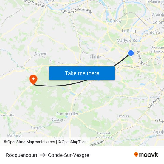 Rocquencourt to Conde-Sur-Vesgre map